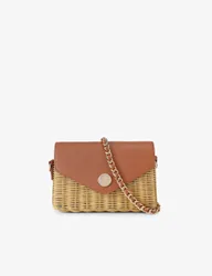 Woven Mini Cross Body Bag Tan female