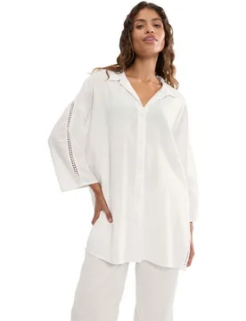 Camisa desenfadada estilo kaftan de lino y viscosa, totalmente traspirable - Triumph - FashionsVida