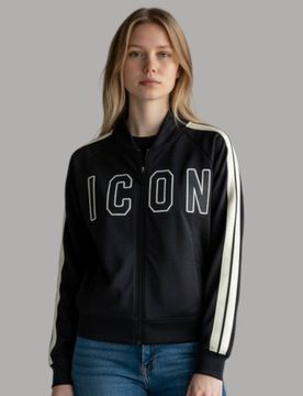 Felpa nera con zip con bandina ICDF2W6F016