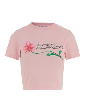 T-shirt in cotone elasticizzato rosa
