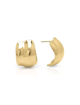 Women's Lyra Sculpted Mini Hoops in Gold - Gold - Size: One Size - IKRUSH - FashionsVida