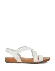 Leather Flat Sandals White female