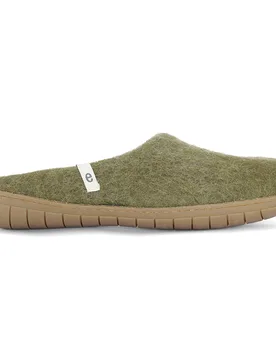 Egos Handmade Natural Wool Slippers - Moss Green - Egos Copenhagen - FashionsVida
