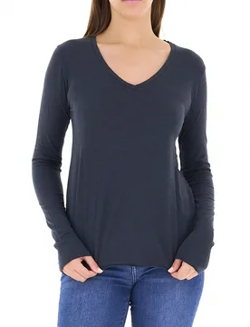 T-shirt scollo V BLU NAVY S - American vintage - FashionsVida