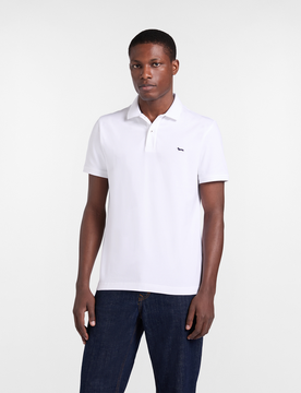 Harmont&blaine polo basic in piquet stretch bianco