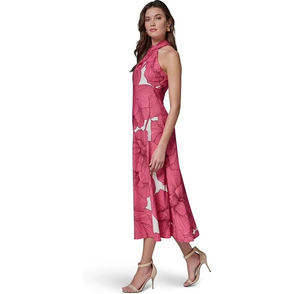Vestido de cuello halter con estampado floral - Donna Karan New York - FashionsVida