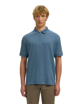 Polo à Manches Courtes Fave Structure Polo Blue Mirage 2XL - Selected - FashionsVida