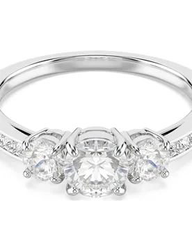 Anello Stilla Attract, Taglio Round, Bianco, Placcato color argento 58 - Swarovski - FashionsVida