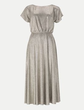 Cocktailkleid aus Satinchiffon Silber 44