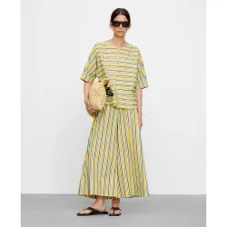 Blusa de mujer de rayas en algodón con escote pico