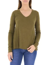 T-shirt scollo V VERDE OLIVA XS