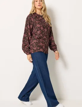 Women's Tall Floral Placket Blouse in Brown Size: 18 - Brown - Size: 18 - Long tall sally - FashionsVida