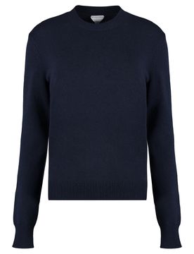 Intrecciato Leather-Trimmed Cashmere-Blend Sweater