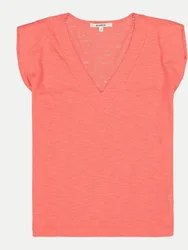 Ärmelloses T-shirt mit V-Ausschnitt Orange L