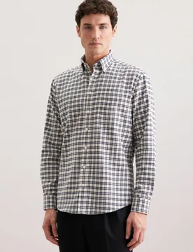 Regular Flanellhemd Karo Grau 46 - Seidensticker - FashionsVida