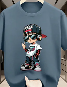 Camiseta de cuello redondo de manga corta con estampado informal para niños preadolescentes, top de verano - Shein - FashionsVida