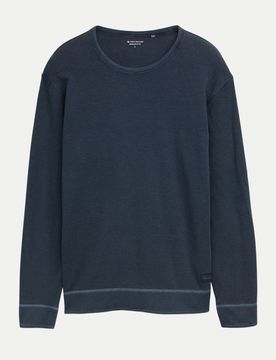 Langarmshirt mit Waffelstruktur Blau XL