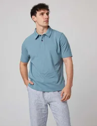 Pure Cotton Pique Polo Shirt Blue male