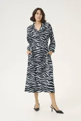 KAolga Long Sleeve Midi Shirt Dress - Pale Blue - Size: 12