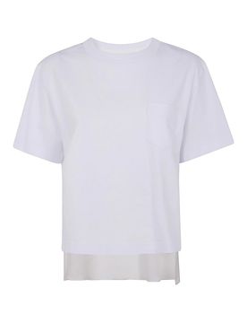 T-shirt in cotone misto twill di nylon