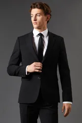 Men's Black Skinny Fit Essential Suit Jacket Size: 40S - Black - Size: 40S