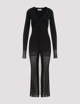 Attico V-neck Ribbed Midi Dress