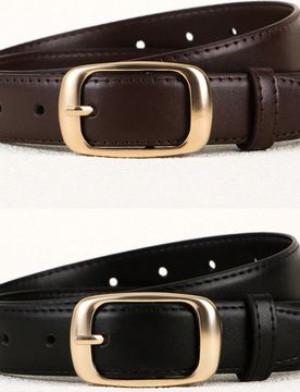 Pieza/2 piezas Cinturón de mujer de unicolor de aleación con hebilla de PU, estilo versátil y minimalista adecuado para vaqueros, pantalones, abrig