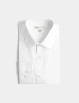 Extra Slim Fit Cotton Blend Shirt White male - M&S - FashionsVida