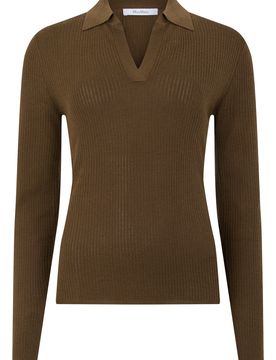Long-Sleeve Polo Sweater in Silk-Cashmere Blend