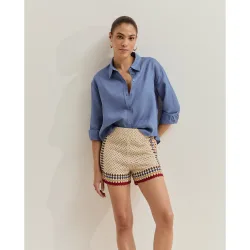 Camisa de lino de mujer de corte regular