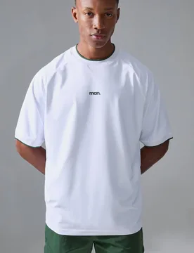 Men's Sport Oversized Performance T-Shirt White Size Medium White M - boohooMAN - FashionsVida