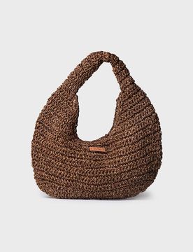 Bolso de mano en rafia con acabado brillante | TINEO