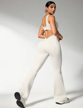 Mono de yoga sin costuras/Espalda baja sexy/Espalda en V profunda/Ropa deportiva casual de propósito múltiple para todo el Body/Ropa deportiva casua - Shein - FashionsVida