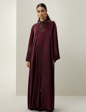 Robe Abaya Soie Charmeuse Stretch Élégante Asymétrique XS