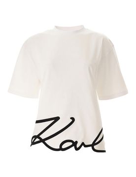 T-shirt con orlo firmato Karl