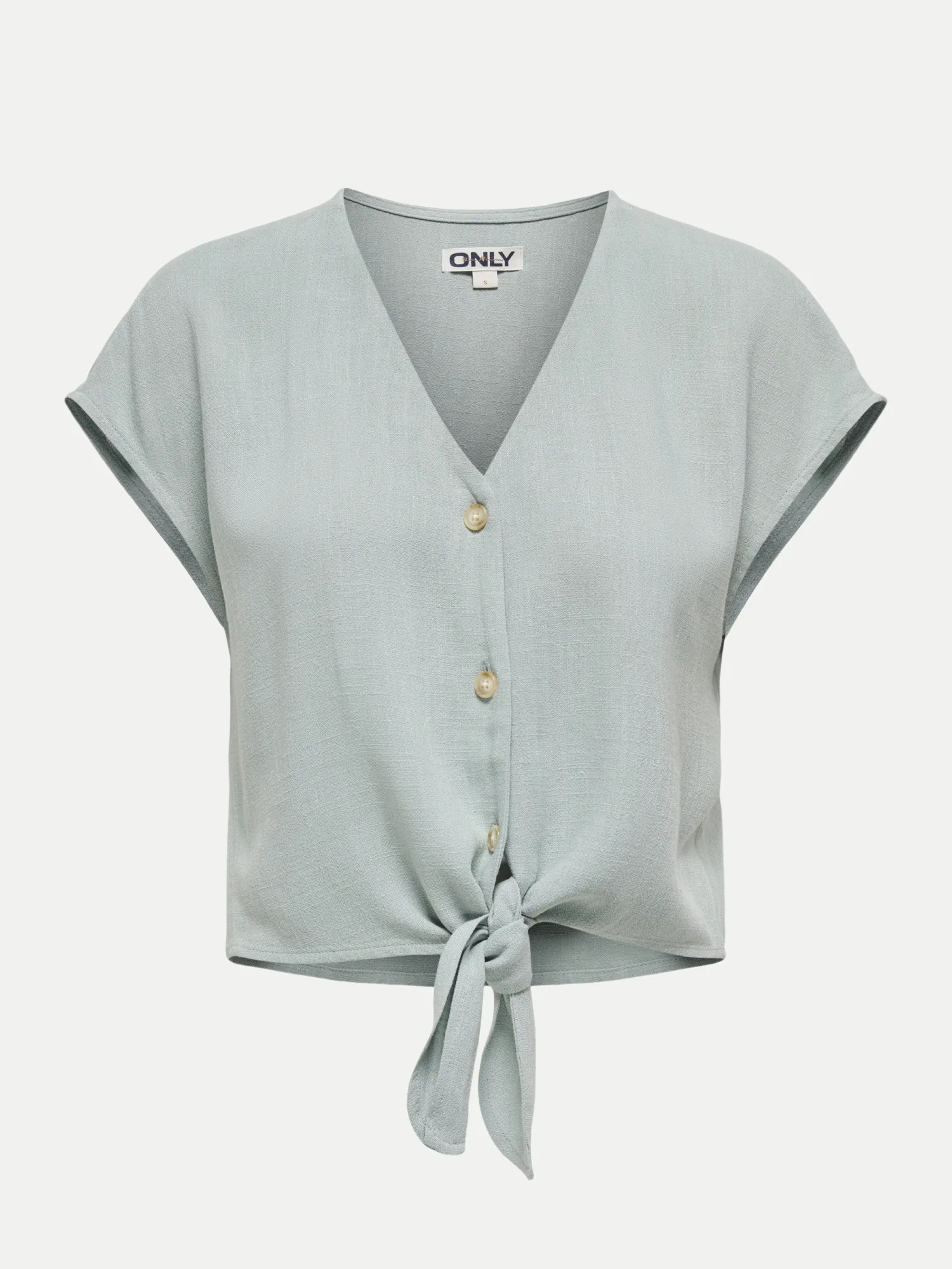 Kurzarmbluse mit Knotendetails Grün M - Only - FashionsVida