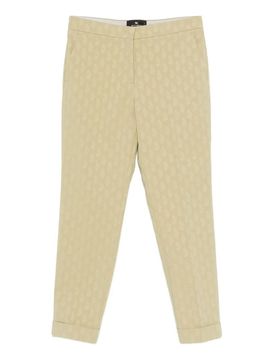 Pantaloni Cropped In Jacquard Di Cotone