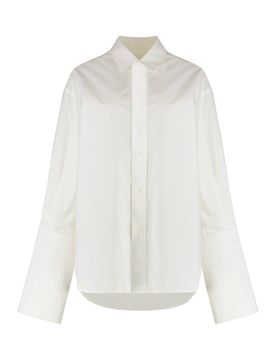 Cotton Button-Front Shirt with Classic Collar