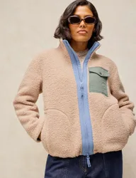 Borg Fleece Zip Up Sweatshirt Natural Mix female
