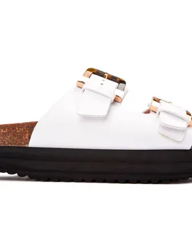 Womens Vegan Plum Footbed Tortoiseshell Sandals - White - Size Uk 7 - V.gan - FashionsVida