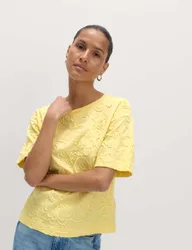Pure Cotton Appliqué T-Shirt Pale Yellow female