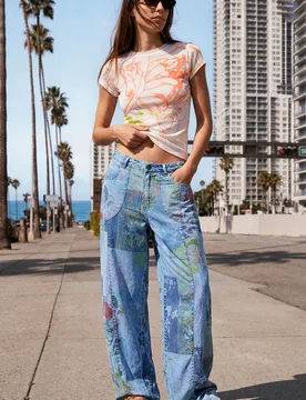 JEAN IMPRIMÉ BLUE 36 female - Desigual - FashionsVida