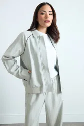 Petite Stripe Tailored Jacket - Light Blue - Size: 6