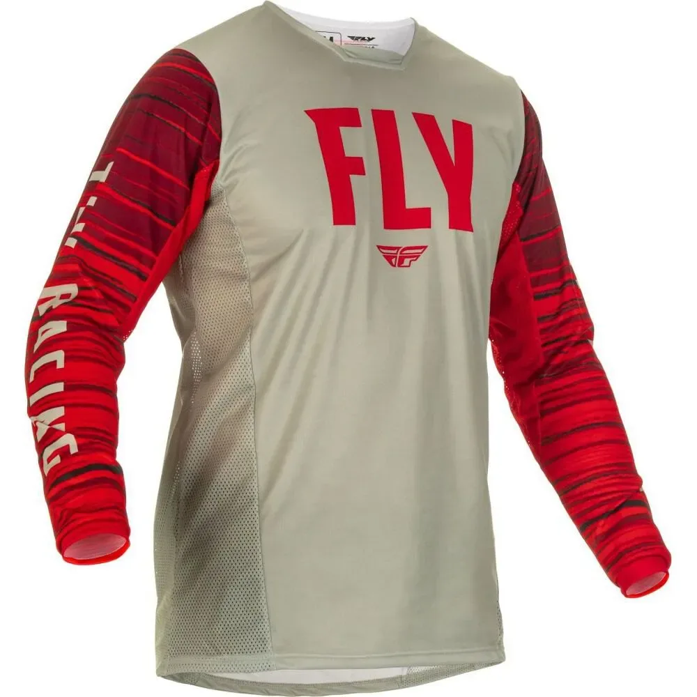Maglia Da Enduro A Maniche Lunghe Kinetic Wave Grey / Red - FLY Racing - FashionsVida