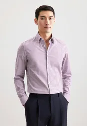 Slim Business Hemd Karo Lila 38
