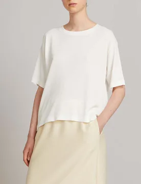 Maglia boxy a maniche corte MM avorio in crêpe di viscosa - Max Mara - FashionsVida
