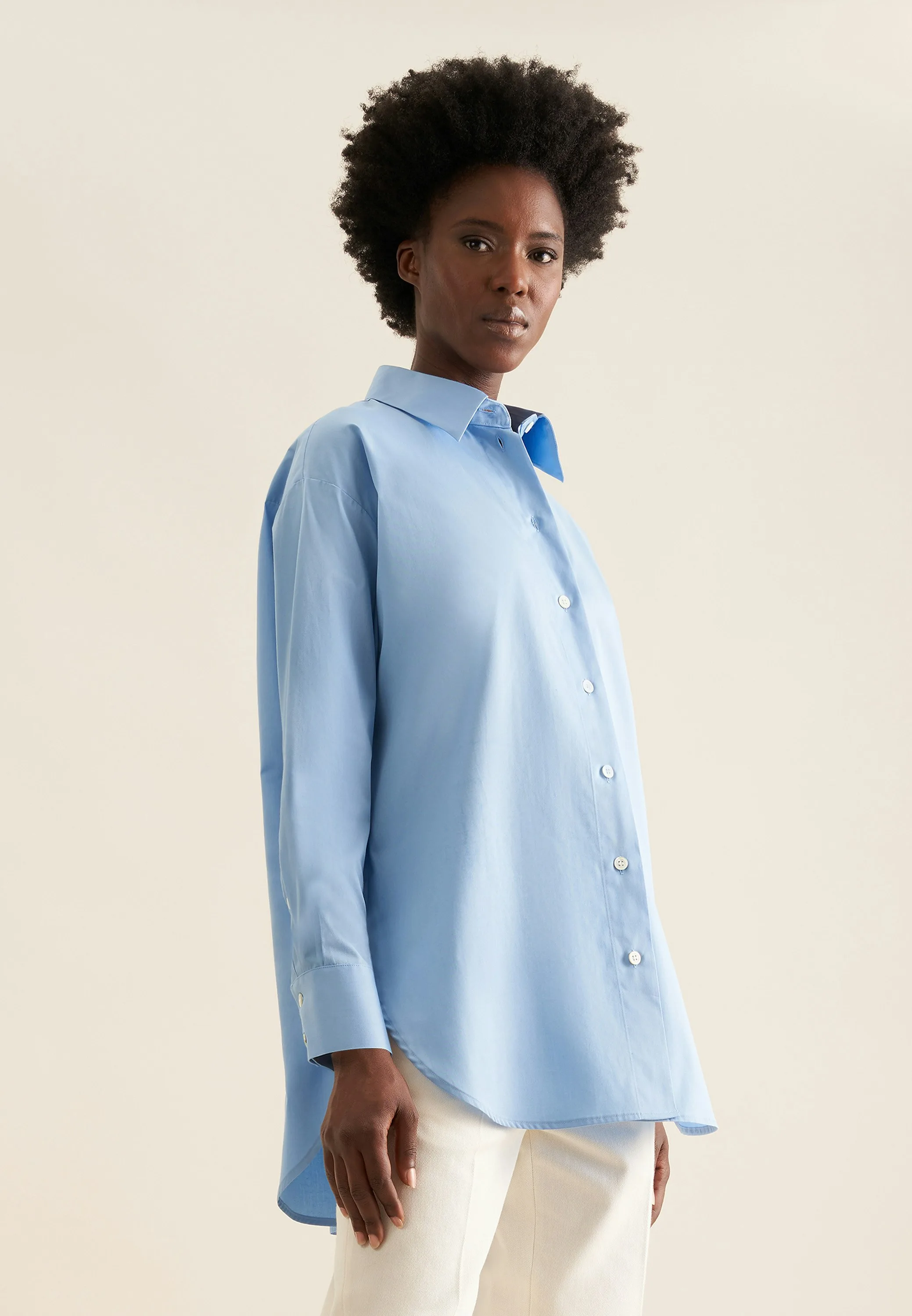 Oversized Hemdbluse aus Baumwoll Twill Blau 34 - Seidensticker - FashionsVida