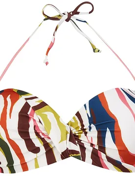 Top de bikini bandeau con escote cruzado y estampado ánimal print - Dolores Cortés - FashionsVida