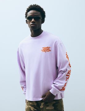 T-Shirt Manches Longues Imprimé Xs Violet