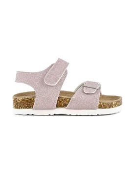 Sandalo rosa glitterato con fibbia e cinturino a strappo - Colors of California - FashionsVida